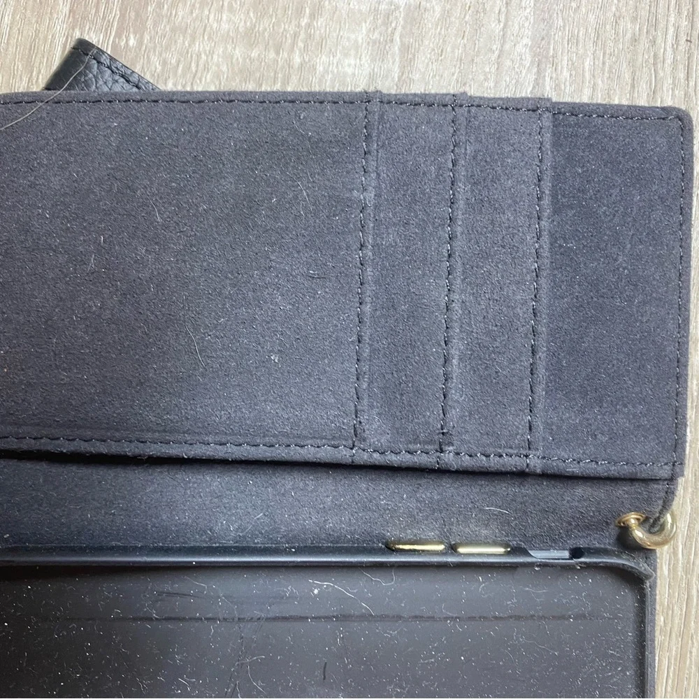 black Rebecca Minkoff Leather Folio phone case Wristlet iPhone 7